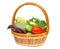 Wattled basket with vegetables