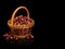 Wattles basket from rod filled with cranberry berries