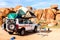 Wauchope, Australia - December 28, 2008: Off-road car with roof top tent standing near Devils Marbles, Northern Territory,