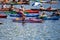 Wausau, Wisconsin, USA, July, 30, 2022: 8th Annual Paddle Pub Crawl on Lake Wausau and the Wisconsin River, Kayakers enjoy the