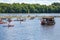 Wausau, Wisconsin, USA, July, 30, 2022: 8th Annual Paddle Pub Crawl on Lake Wausau and the Wisconsin River, Kayakers enjoy the