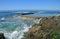 Wave action meets the rocky shoreline at Victoria Beach in Laguna Beach, California.