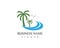 Wave beach hollidays logo design concept