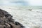 Wave breaker man-made rock barrier, Atlantic Ocean, Recife, Brazil