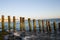 Wave breakers on the North Sea in Zeeland on a sunny day