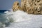 Wave breaking against rocks