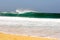 Wave breaking on sandy beach