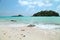 Wave bubble foam white sand beach with blue sky summer island view in thailand