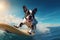 Wave-Catching Boston Terrier: Adorable Terrier Surfs with Joyful Exuberance - Generative AI