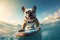 Wave-Catching French Bulldog: Adorable Dog Enjoys Surfing Adventure with a Smile - Generative AI