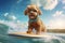 Wave-Catching Poodle: Adorable Dog Enjoys Surfing with Grace and Joy - Generative AI