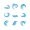 Wave emblems. Ocean water abstract vector isolated logos and symbols