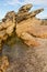 Wave eroded rhyolite lava formation on the shoreline