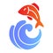 Wave with fish flat icon. Fishing color icons in trendy flat style. Fish in the sea gradient style design, designed for