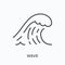 Wave flat line icon. Vector outline illustration of sea water, ocean storm. Surfing thin linear pictogram