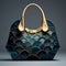 Wave-inspired Handbag With Gold Accents - Japanese Art Influence