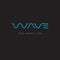 Wave logo. Blue line logo. Spa and resort emblem. Thin wavy letters on a dark background