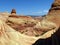 The wave pattern in the rock cliffs and spires of Coyotes Buttes, aka The Wave.