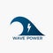Wave power logo. eco friendly, alternative, sustainable and renewable energy symbol