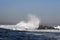 Wave on Rocks, Coast at Hermanus in South Africa