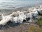 Wave on the sand beach - stones shore