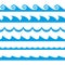 Wave set. Waves seamless pattern. Decoration template of sea and ocean waves. Vector illustration.