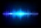 Wave sound neon vector background. Music flow soundwave design, light bright blue elements isolated on dark backdrop