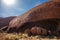 Wave wall at sacred Mount Uluru. No people. Rock with wave shape inside a wall of Mount Uluru. Northern Territory NT Australia