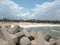 Wavelet blocks in Thengapattanam sea view point, Kanyakumari district, Tamilnadu, seascape view