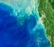 Waves in the Andaman Sea, blue, turquoise ocean waves with greenland, Burma, Myanmar. Elements of this image furnished by NASA