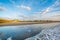 Waves in the Atlantic Ocean and the beach at sunrise, in Isle of Palms, South Carolina