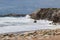 Waves of Atlantic on wild coast of the Quiberon, Brittany, France