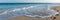 Waves on a beach, panorama