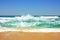 Waves on the beach in Suances, Spain