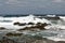 Waves beating the rocky shore 05