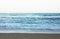 Waves of blue quiet ocean coast landscape. Background sea scape and sand beach coastline. Panorama horizon perspective view nature