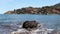 Waves break on the beach in Collioure