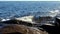 Waves break on the rocky north shore of Lake Superior in Minnesota.