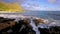 Waves breaking on rocks close to Macapuu beach, Oahu, Hawaii