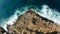 Waves breaking on the rocky coastline