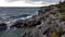 Waves bursting onto the coastline of the Lake Superior