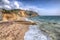Waves on Charlestown beach near St Austell Cornwall England UK in creative HDR