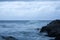 Waves crashing against rocks on a stormy day in Umhlanga South Africa