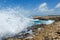 Waves Crashing over Devil\'s Bridge Coastline Antigua