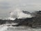 Waves crashing on rocks Old Man`s Beach, Canggu, Bali, Indonesia. B