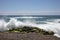 Waves crashing on a rocky beach