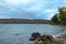 Waves crashing on the shore of Canandaigua Lake in Autumn