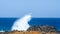 Waves crashing on stone, Aruba. Arikok National Park.