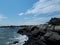 Waves crashing on a summer beach in nova scotia