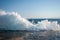 Waves cut through the pier, the waves interfere with swimming, unsafe on the waterfront, dangerous waves